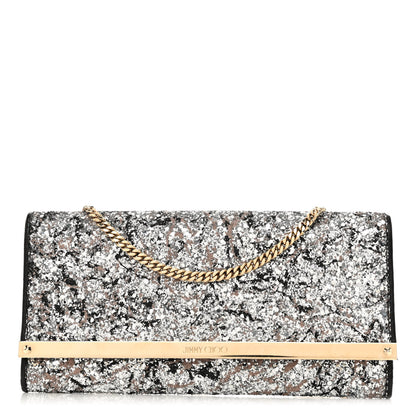 Jimmy Choo Glitter Milla Wallet on Chain Silver 1 of 9