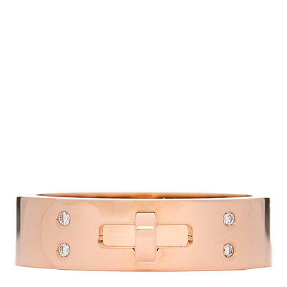 Hermes 18K Rose Gold Diamond PM Kelly Ring 50 5.25 1 of 5
