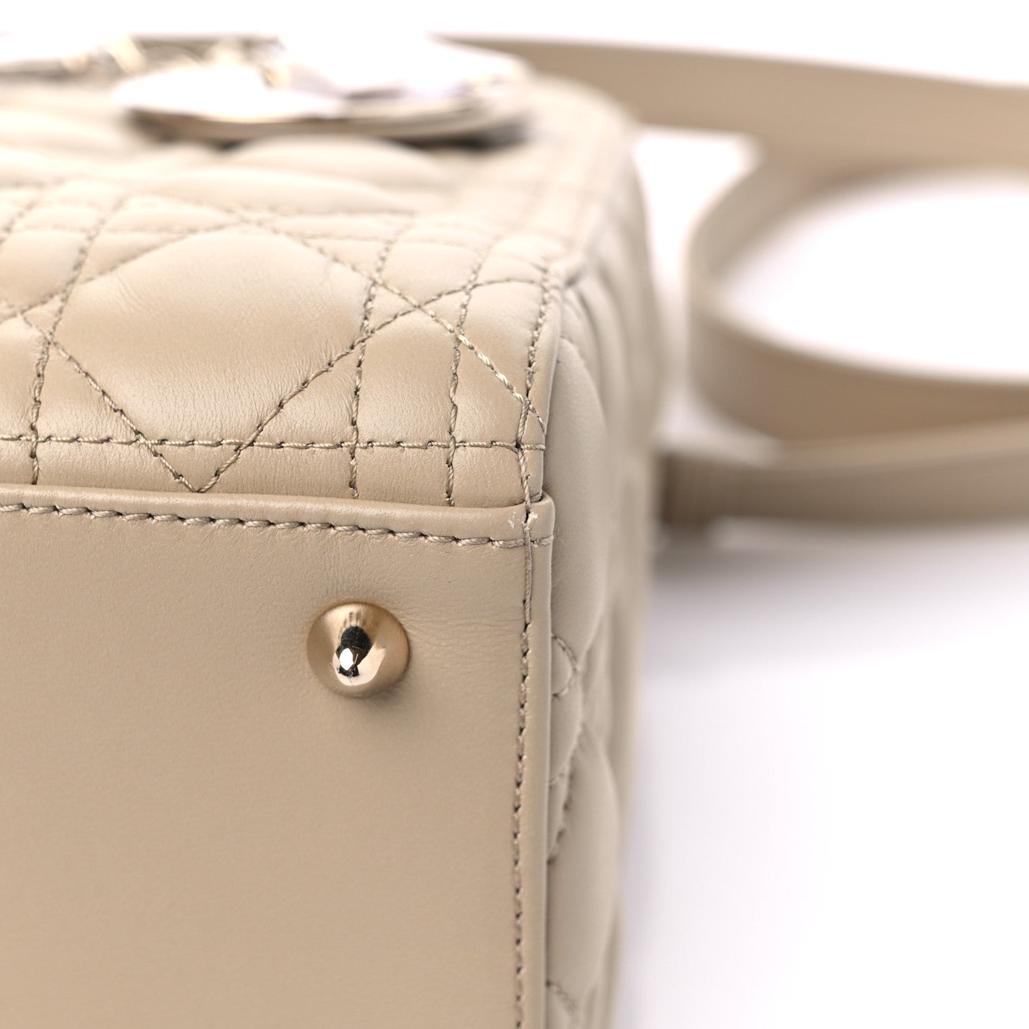 Christian Dior Lambskin Cannage Medium Lady Dior Beige 8 of 9