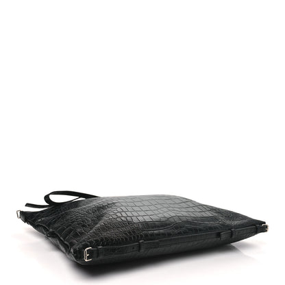 Saint Laurent Calfskin Crocodile Embossed Large Convertible ID Bag Black 5 of 11