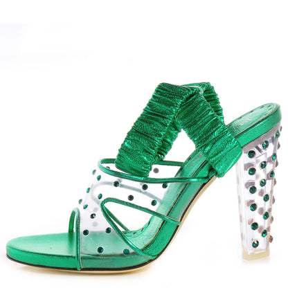 Saint Laurent Crystal Lava Lamp Heels 39 Green 1 of 8