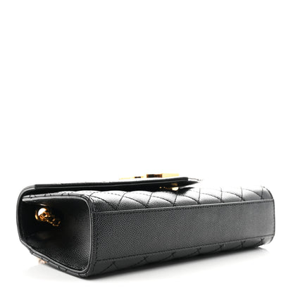 Saint Laurent Grain De Poudre Textured Mixed Matelasse Triquilt Small Monogram Satchel Black 4 of 11