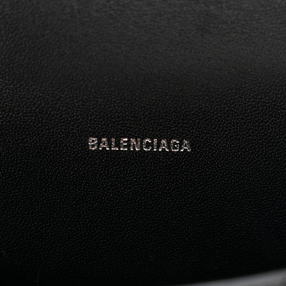 Balenciaga Shiny Calfskin Monochrome Crocodile Embossed Hourglass Top Handle Bag XS Black 7 of 10