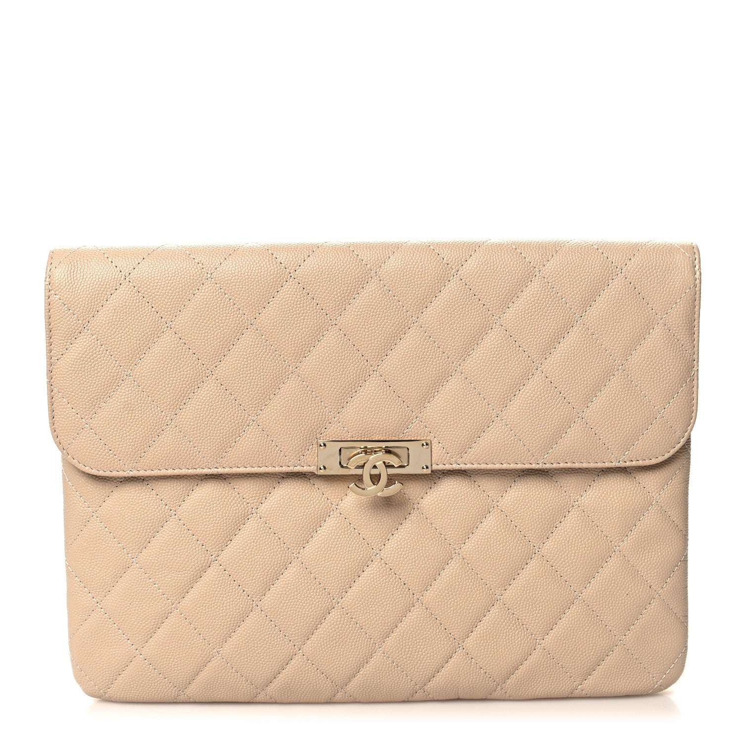 Chanel Caviar Quilted Medium Golden Class Pouch Beige 1 of 10