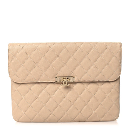 Chanel Caviar Quilted Medium Golden Class Pouch Beige 1 of 10