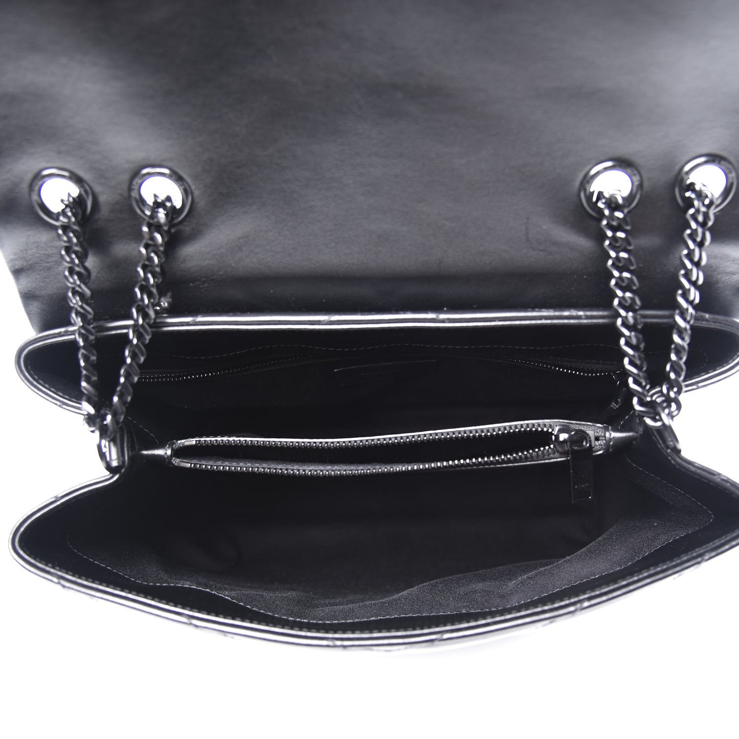 Calfskin Y Quilted Monogram Medium Loulou Chain Satchel Black