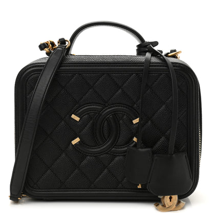 Chanel Caviar Quilted Medium CC Filigree Vanity Case Black 1 of 11