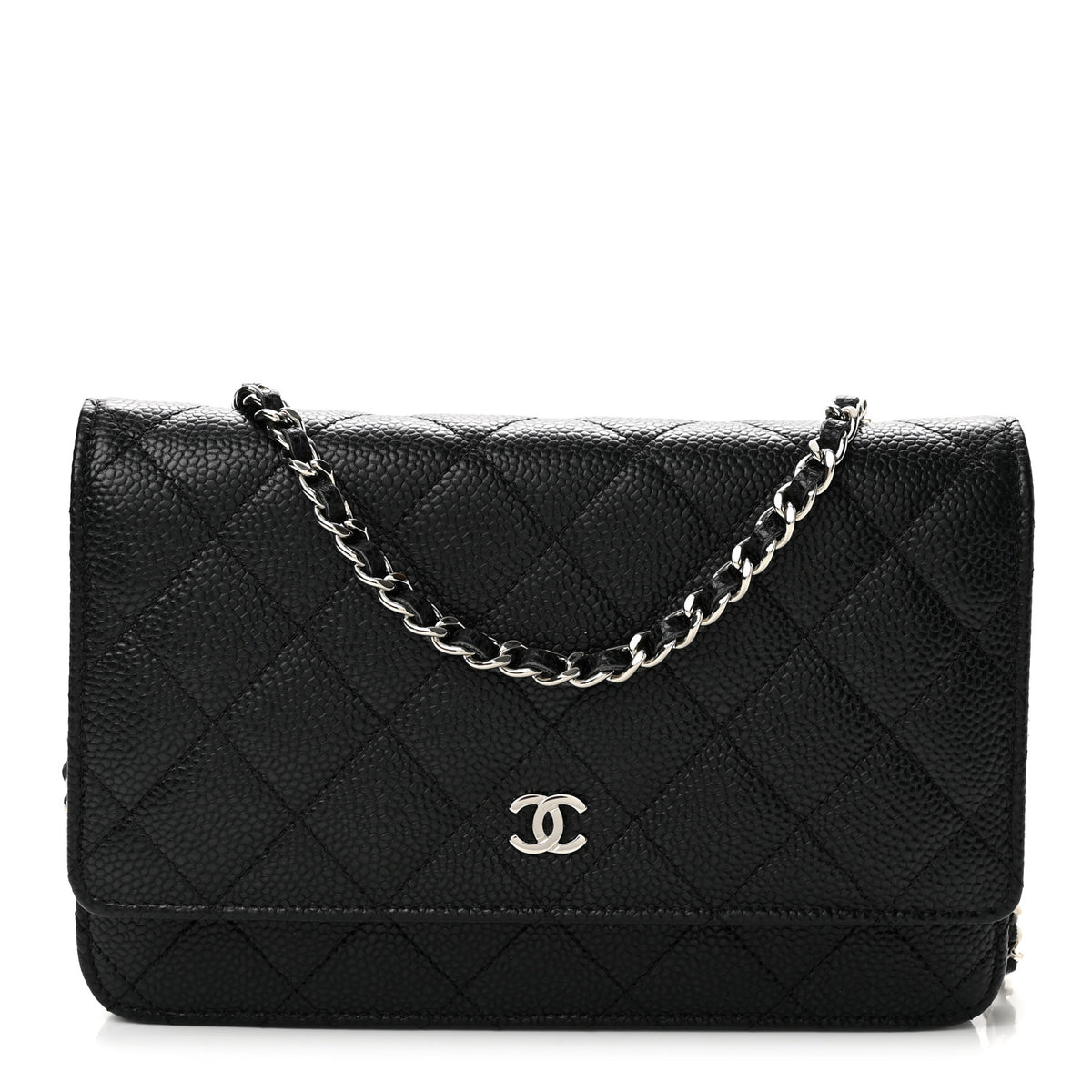Caviar Quilted Wallet on Chain WOC Black
