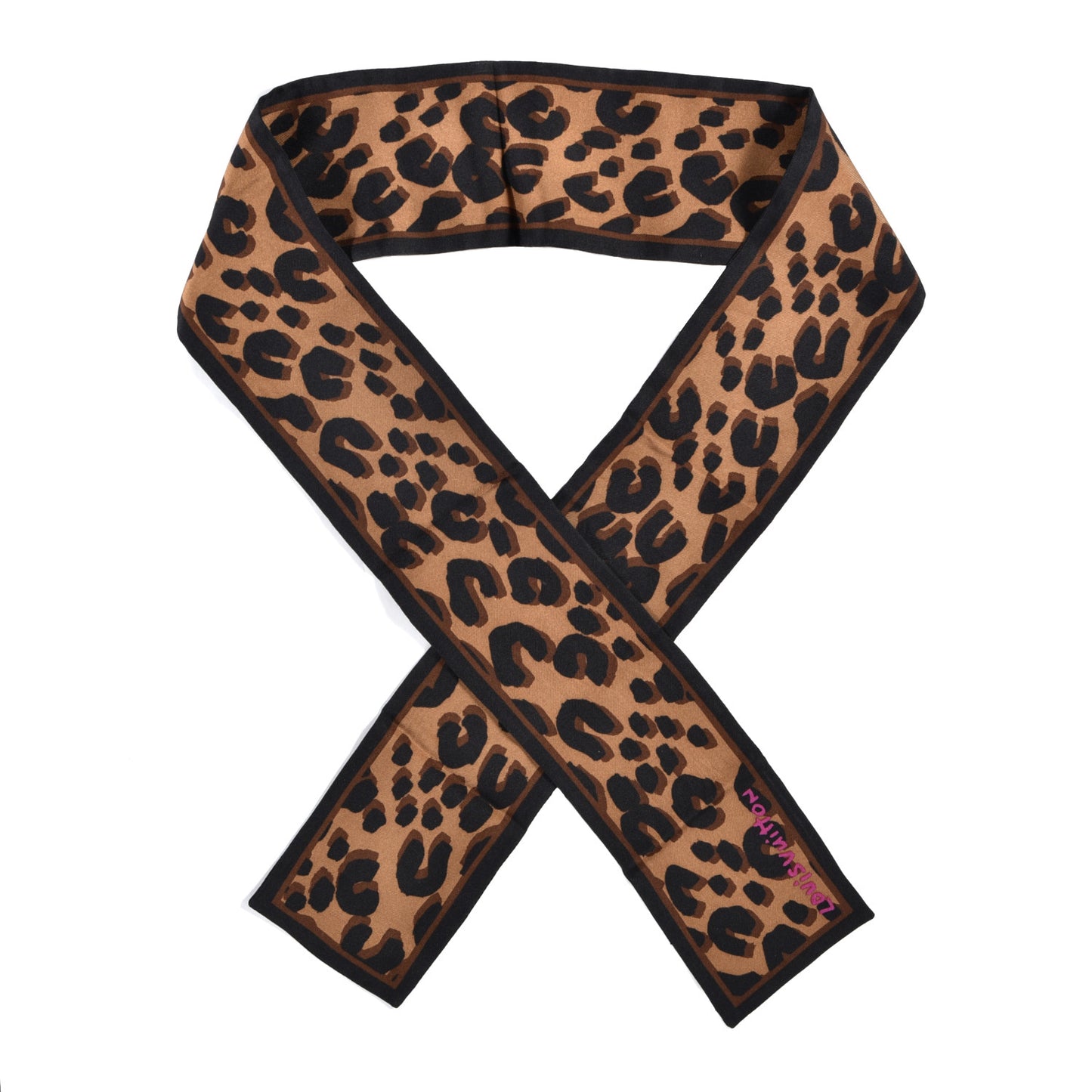 Silk Leopard Bandeau Scarf Marron