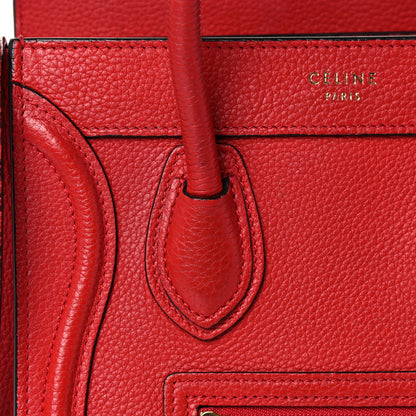 Celine Drummed Calfskin Nano Luggage Red 19 of 27
