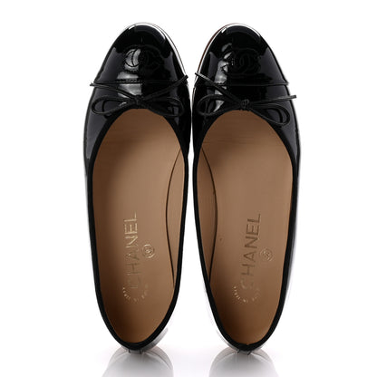 Chanel Patent CC Cap Toe Ballerina Flats 35.5 Black 2 of 9