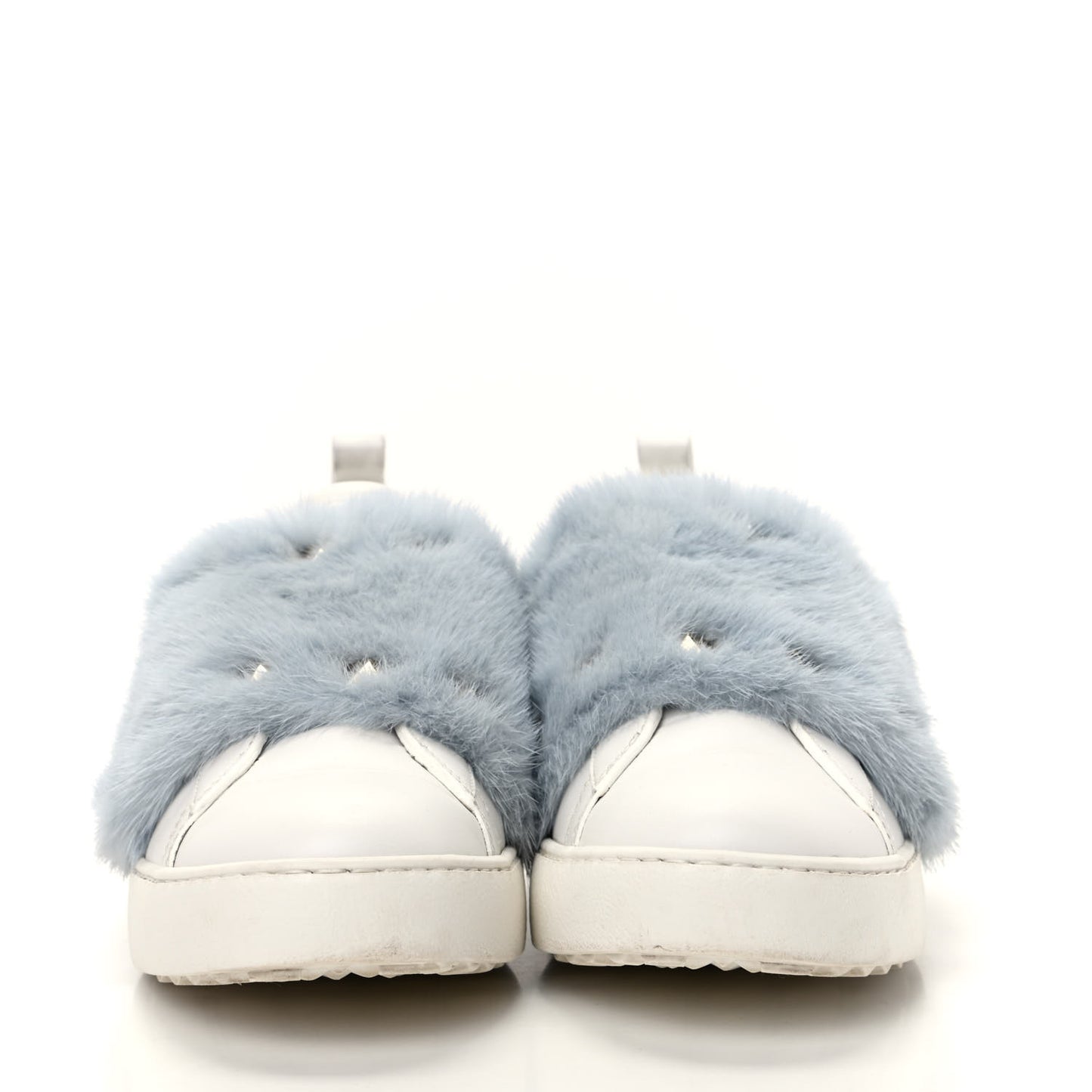 Calfskin Mink Fur Sneakers 38 White Niagara