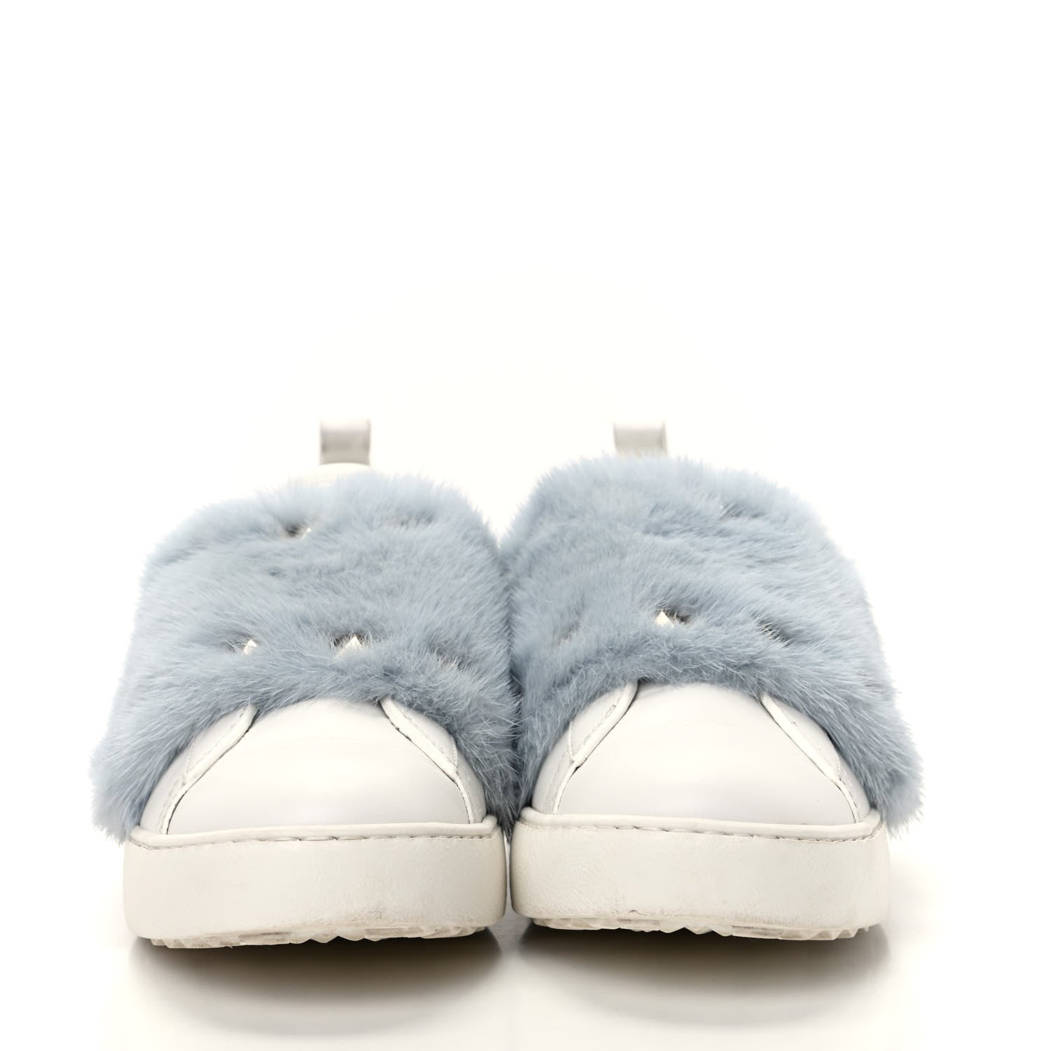 Valentino Garavani Calfskin Mink Fur Sneakers 38 White Niagara 2 of 11