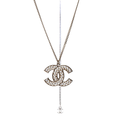 Chanel Pearl CC Pendant Necklace Gold 1 of 6