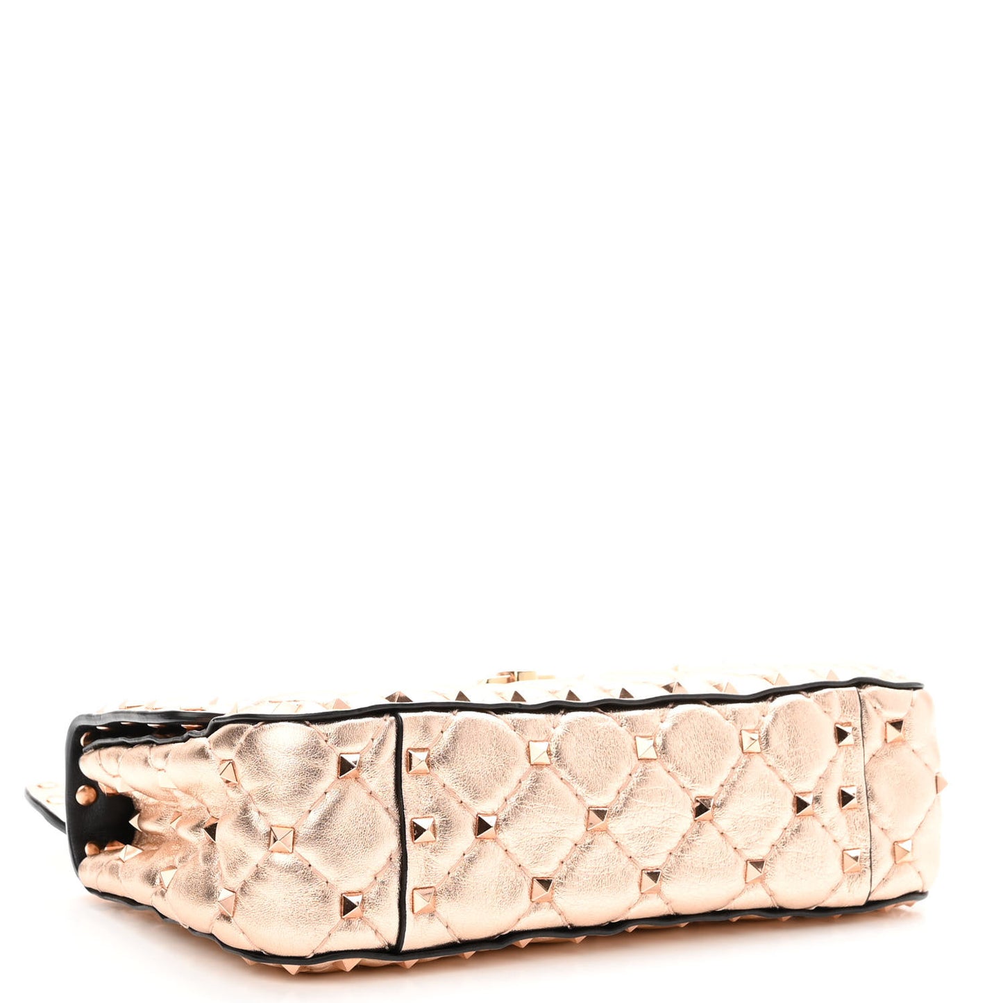 Metallic Nappa Small Rockstud Spike Shoulder Bag Rame