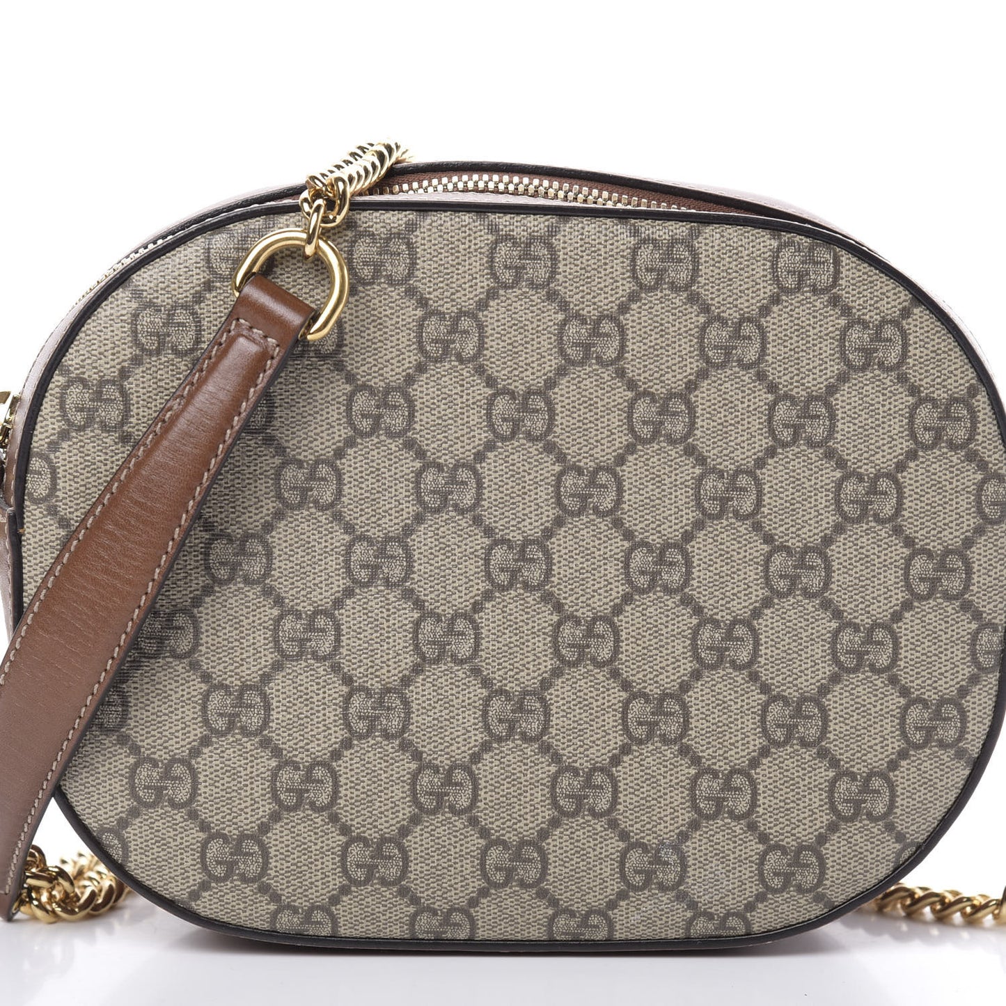 GG Supreme Monogram Cuoio Toscano Mini Chain Shoulder Bag Beige Ebony Cuir