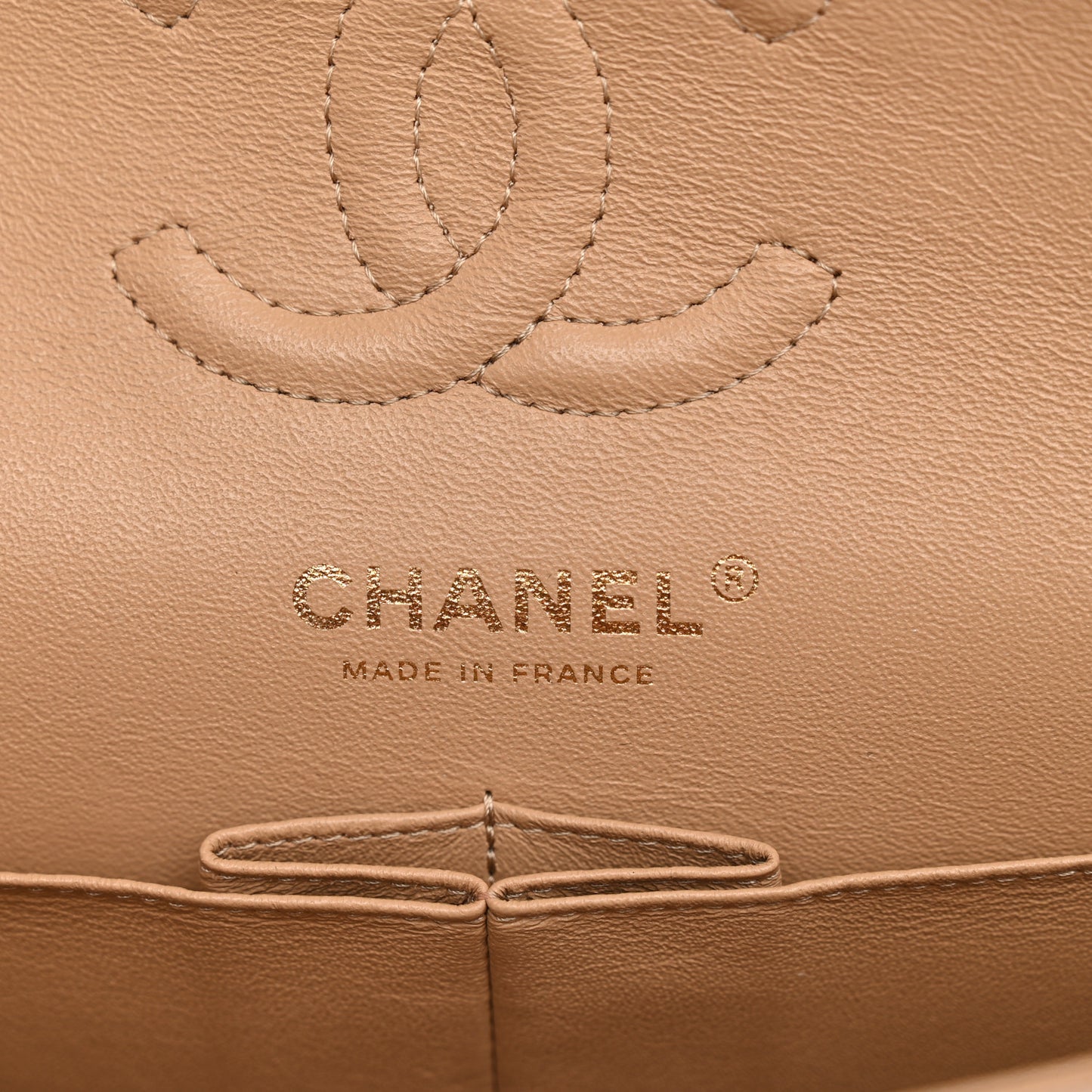 Caviar Quilted Small Double Flap Dark Beige