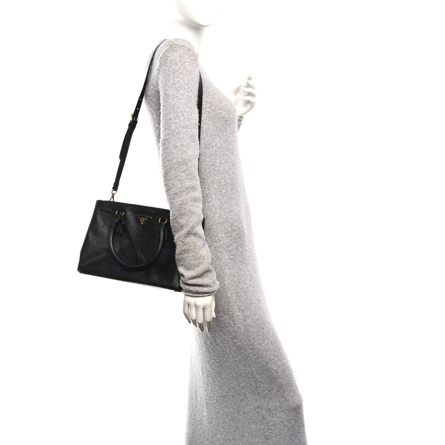 Prada Saffiano Small Galleria Double Zip Tote Black 2 of 10