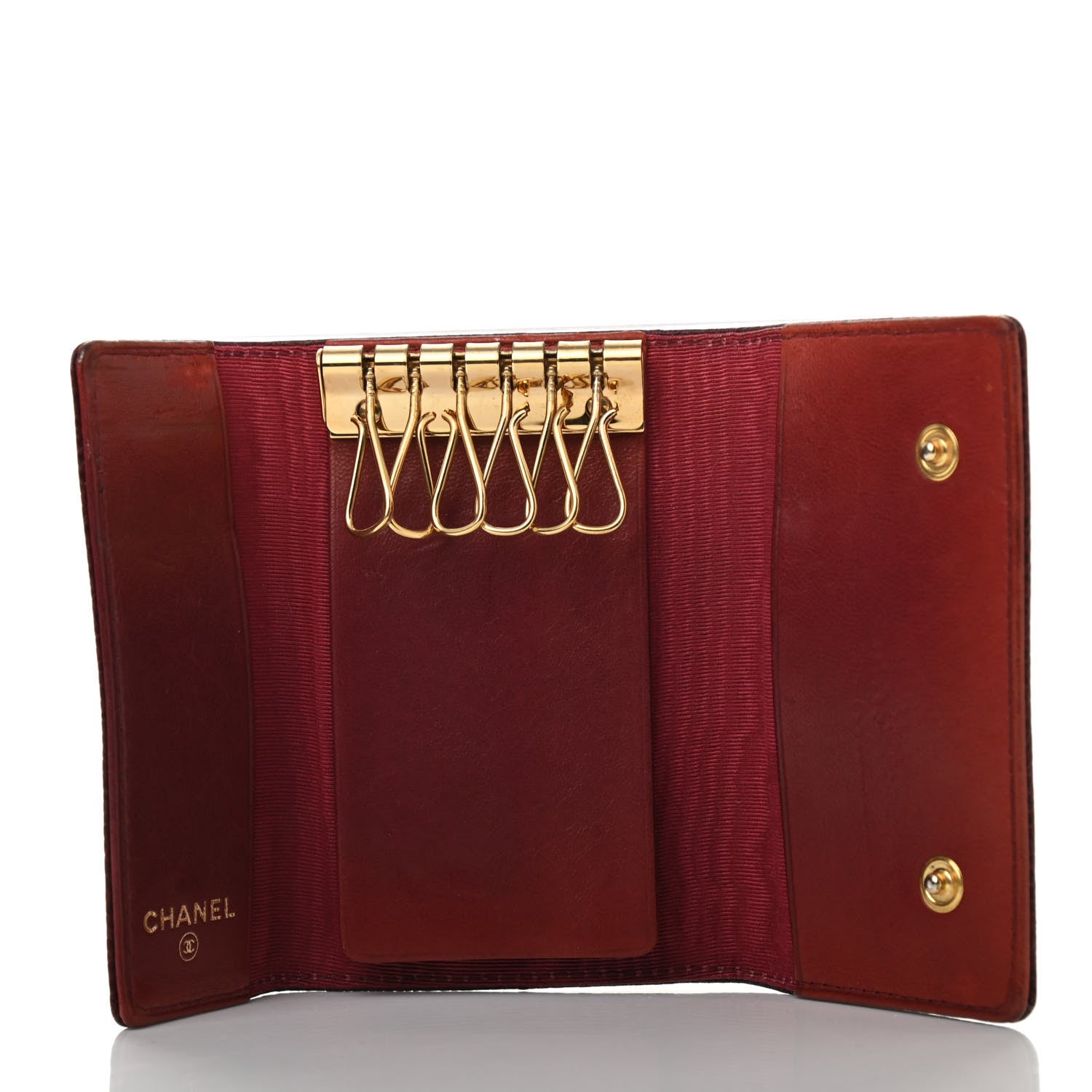 Chanel Caviar Timeless CC 6 Key Holder Case Dark Red 5 of 7