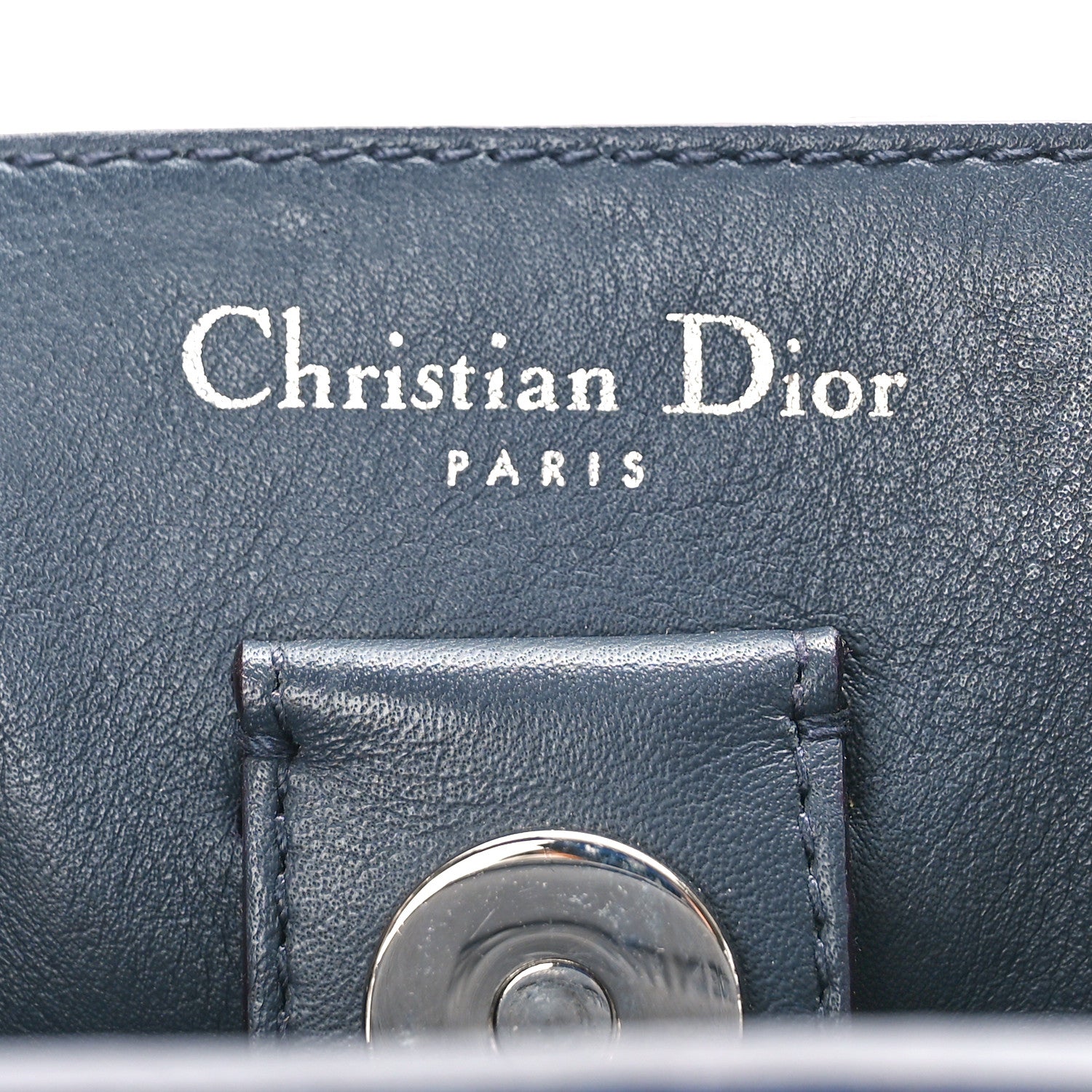 Christian Dior Metallic Bullcalf Medium Diorissimo Tote Blue 7 of 9