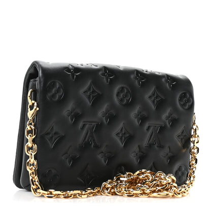 Louis Vuitton Lambskin Embossed Monogram Pochette Coussin Black 3 of 9