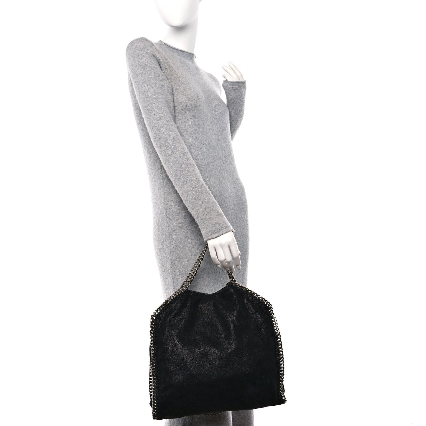 STELLA MCCARTNEY Shaggy Deer Falabella Fold Over Tote Black