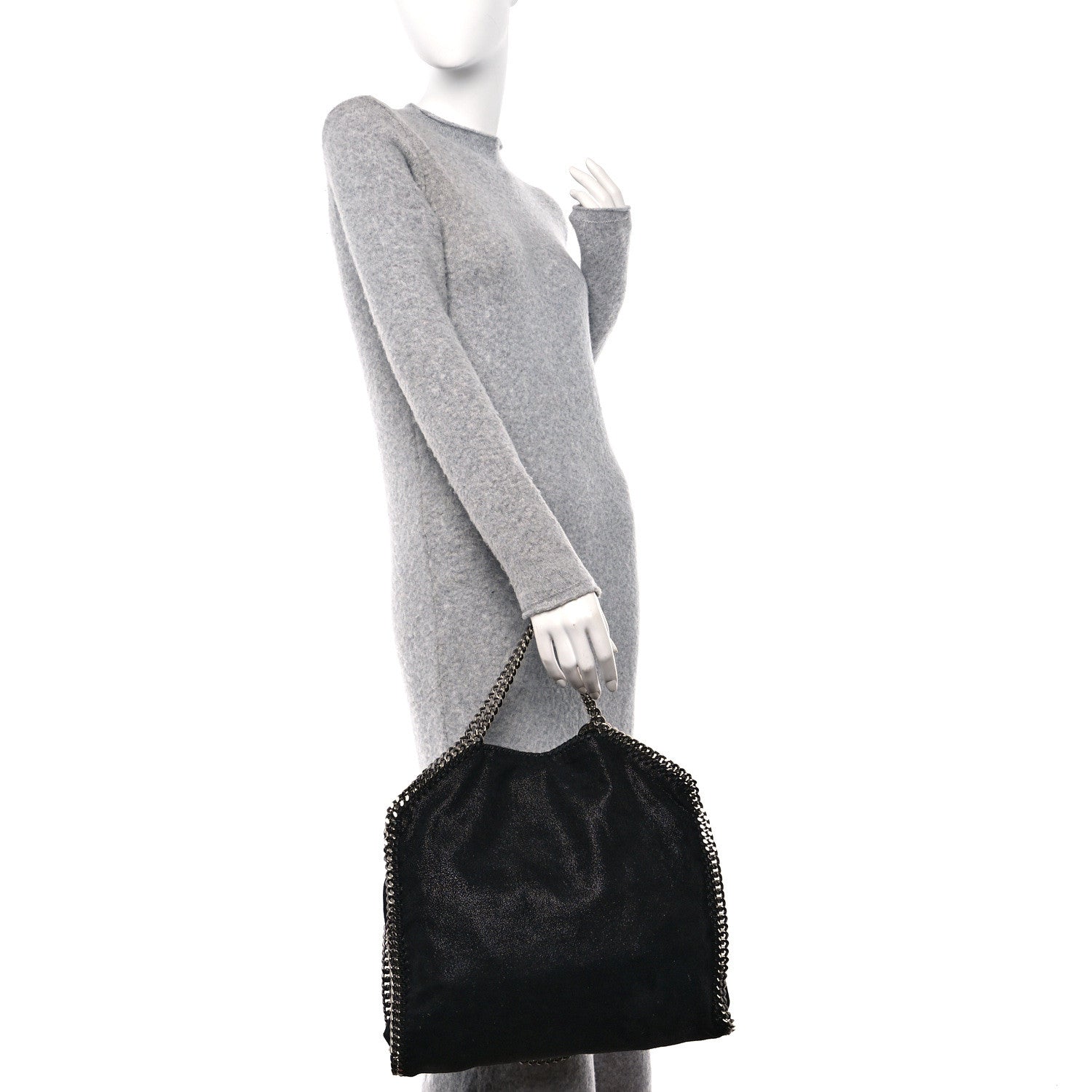 Stella McCartney STELLA MCCARTNEY Shaggy Deer Falabella Fold Over Tote Black 2 of 10