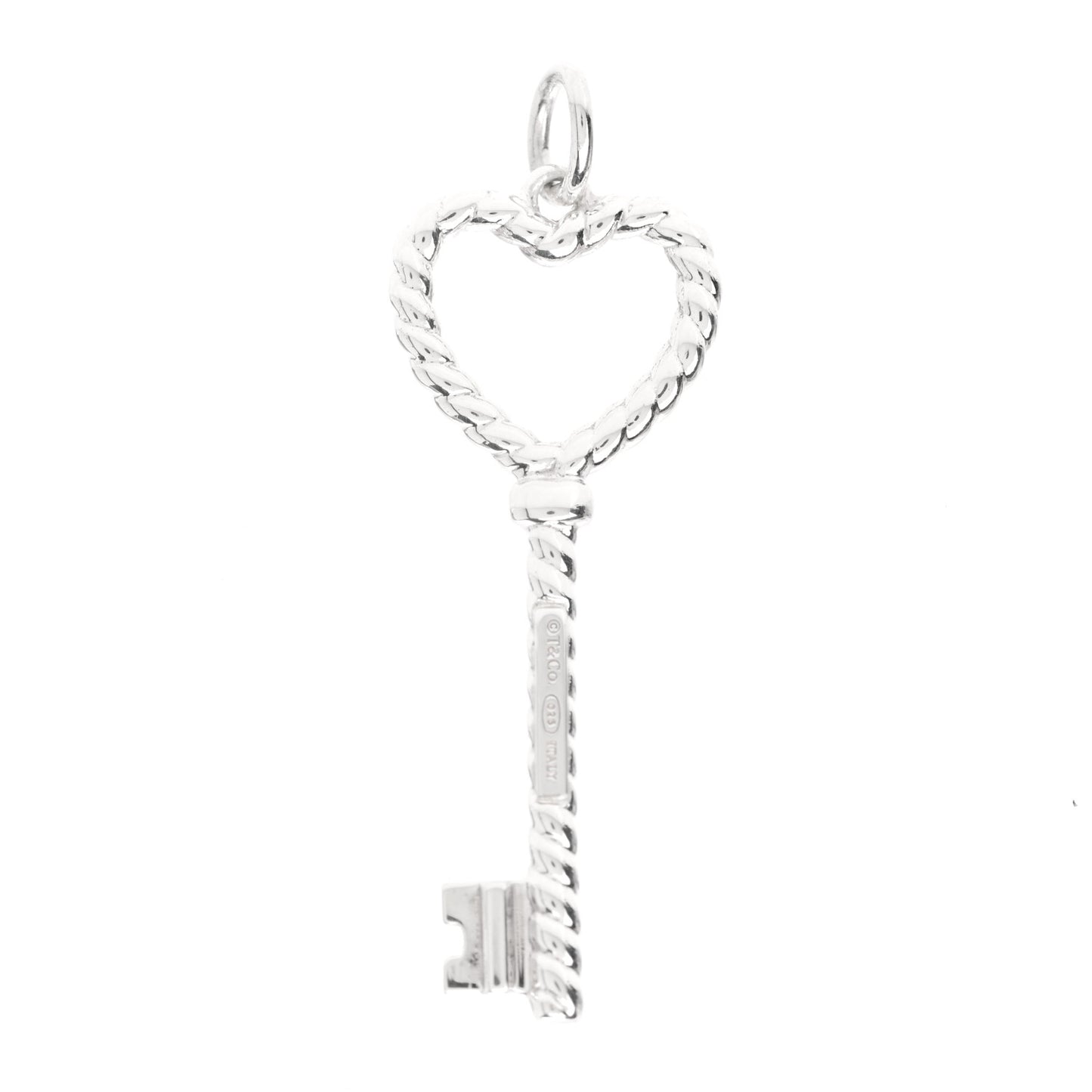Sterling Silver Twist Heart Key Pendant
