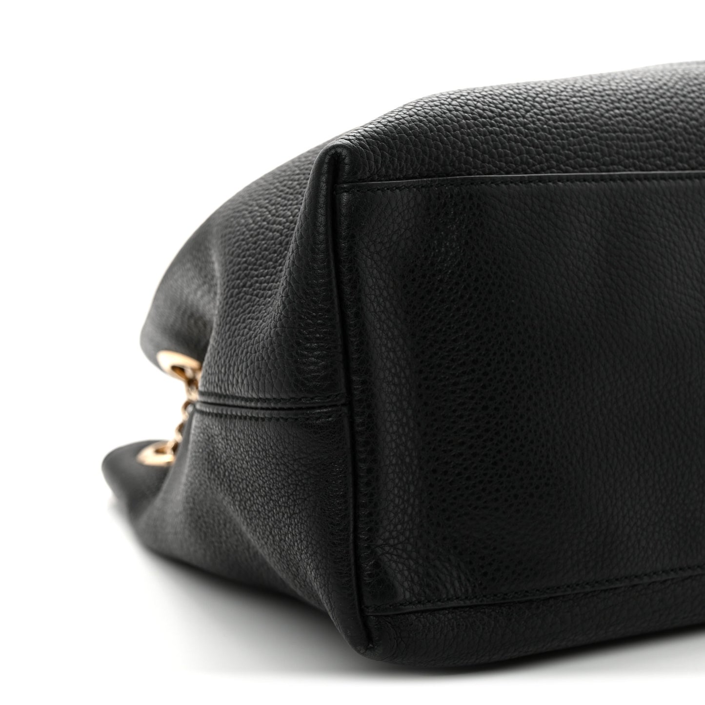 Pebbled Calfskin Medium Soho Chain Shoulder Bag Black