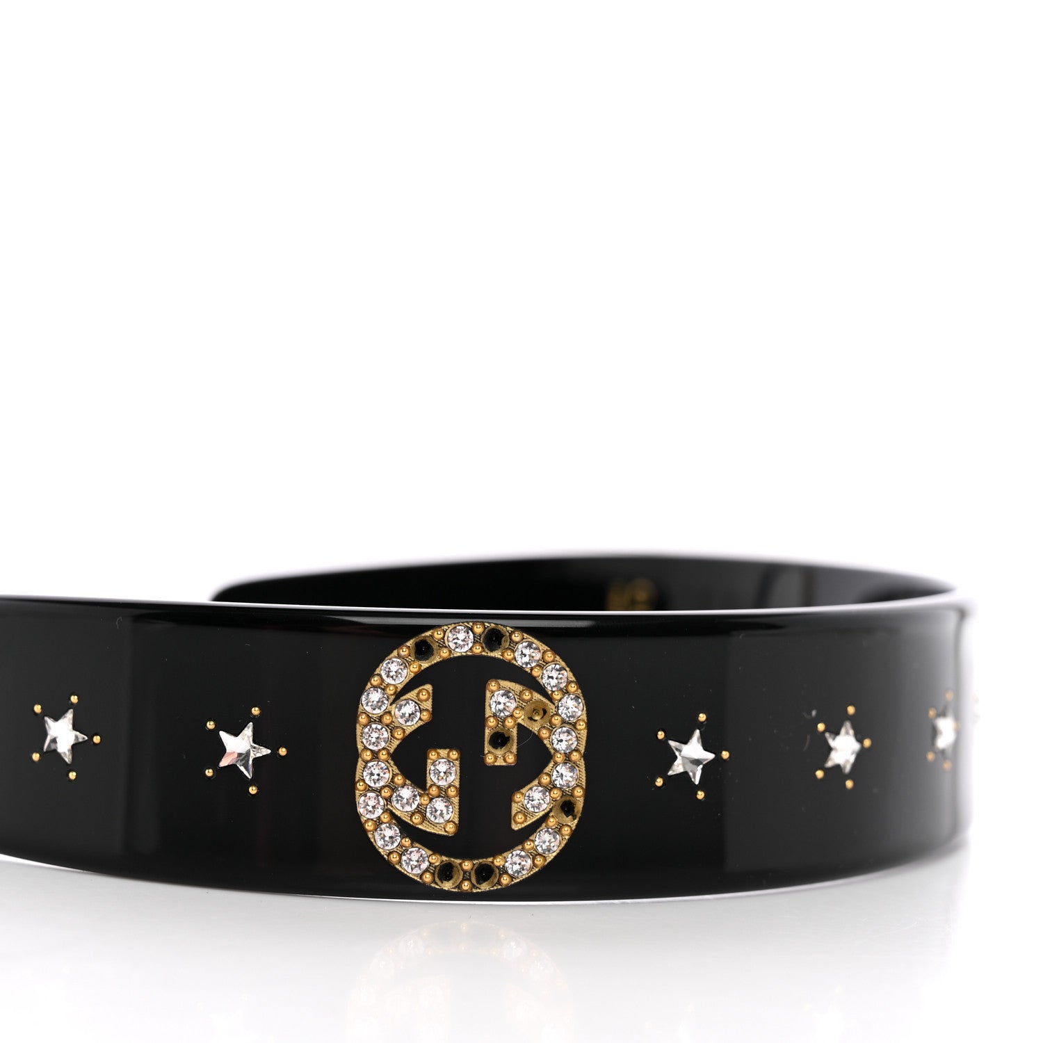 Gucci Resin Crystal Interlocking G Headband Black 5 of 6