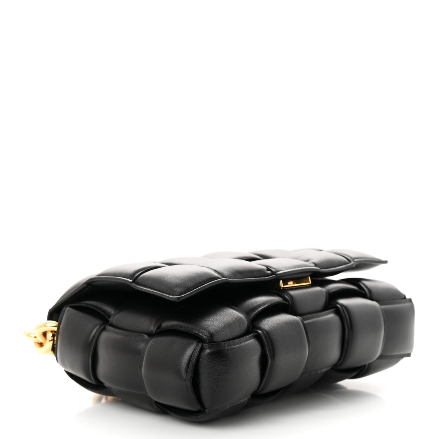 Lambskin Maxi Intreccio Padded Chain Cassette Crossbody Bag Black