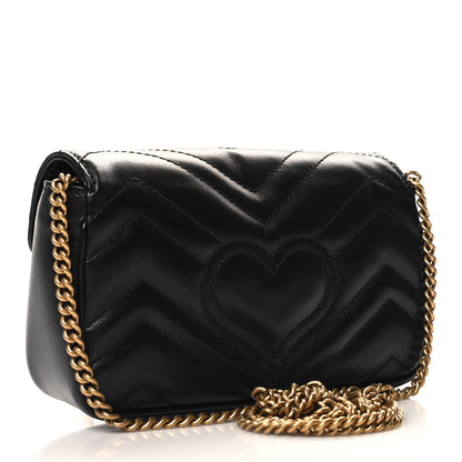 Gucci Calfskin Matelasse Super Mini GG Marmont Shoulder Bag Black 3 of 11