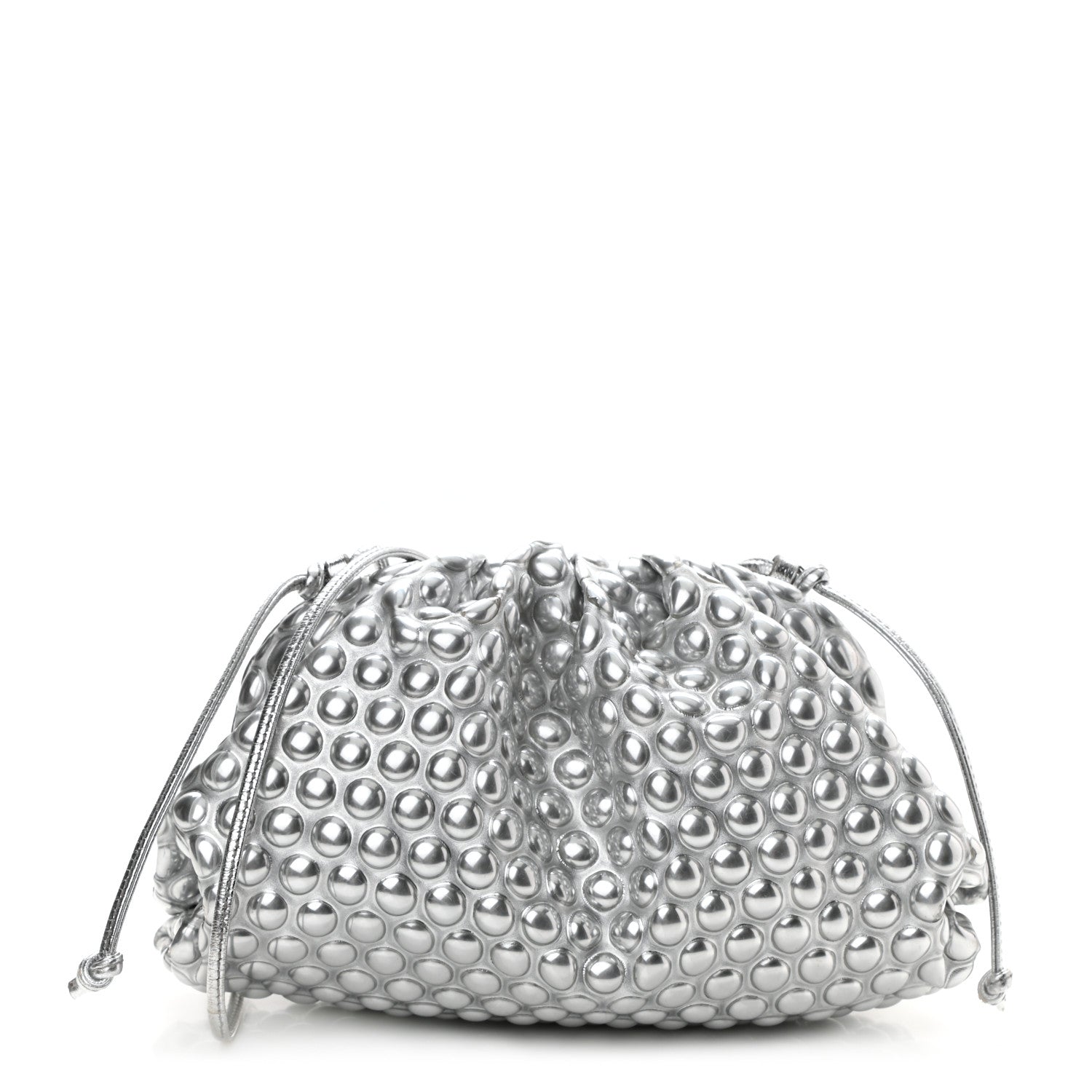 Bottega Veneta Metallic Fabric Studded The Mini Pouch Silver 1 of 7