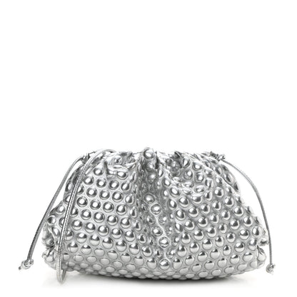Bottega Veneta Metallic Fabric Studded The Mini Pouch Silver 1 of 7