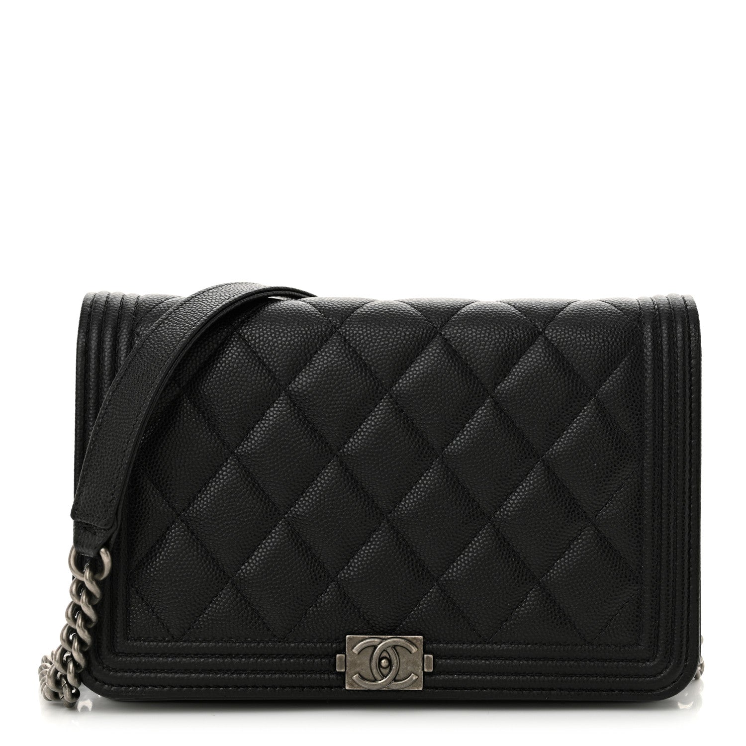 Chanel Caviar Quilted Boy Wallet On Chain WOC Black 1 of 13