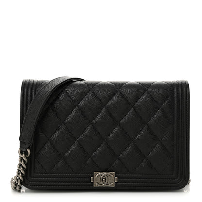 Chanel Caviar Quilted Boy Wallet On Chain WOC Black 1 of 13