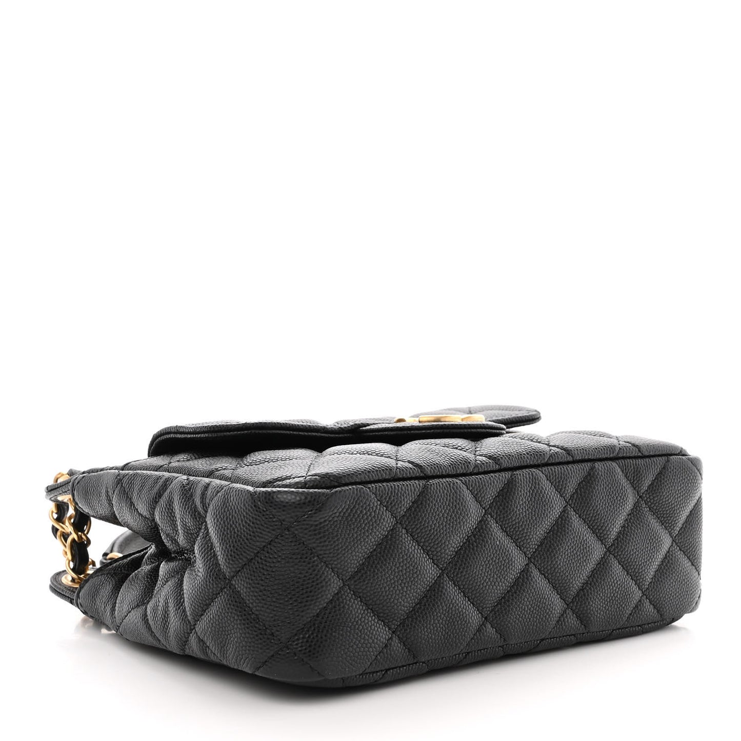 Caviar Quilted Small Wavy CC Hobo Black