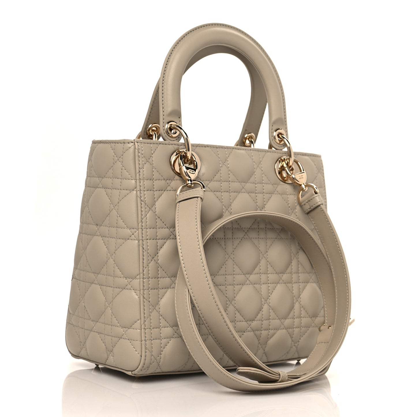Lambskin Cannage Medium Lady Dior Beige