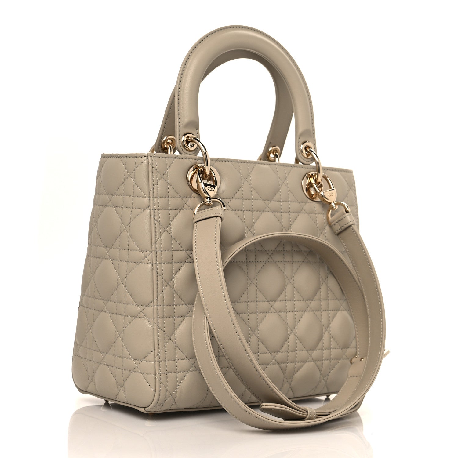 Christian Dior Lambskin Cannage Medium Lady Dior Beige 2 of 10