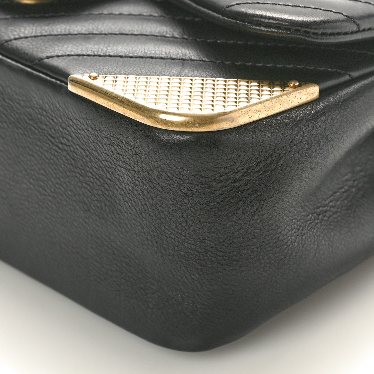 Chanel Calfskin Chevron Quilted Mini Rock The Corner Flap Black 9 of 9