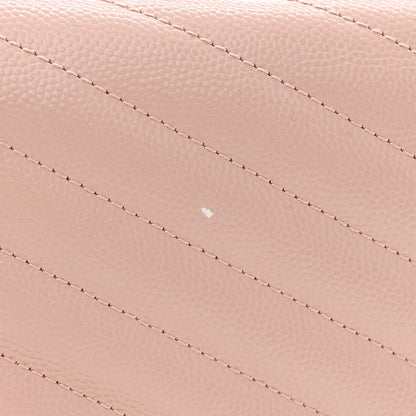 Saint Laurent Grain De Poudre Matelasse Chevron Monogram Chain Wallet Pale Pink 11 of 11