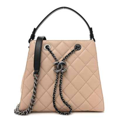 Chanel Caviar Quilted Small CC Bucket Bag Beige 1 of 9
