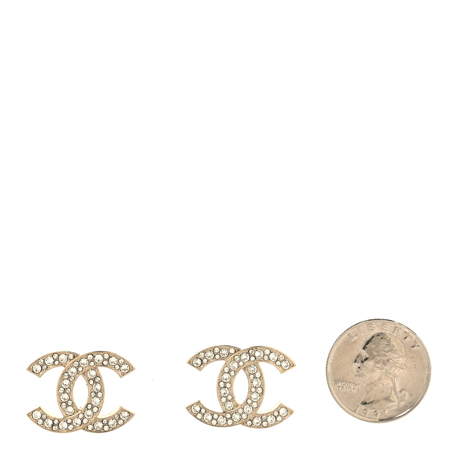Chanel Crystal CC Earrings Gold 2 of 5