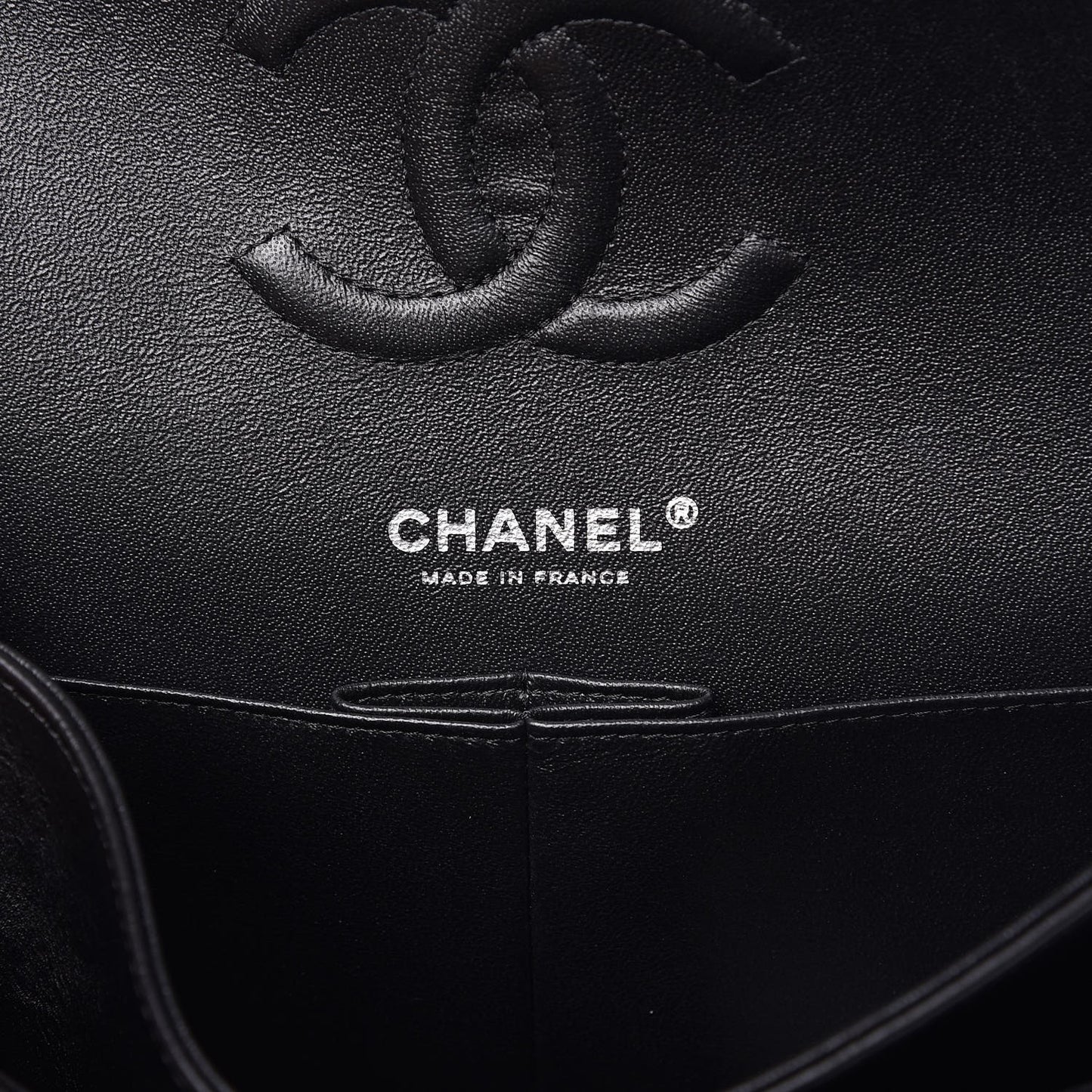 Crumpled Calfskin Quilted Medium Double Flap So Black