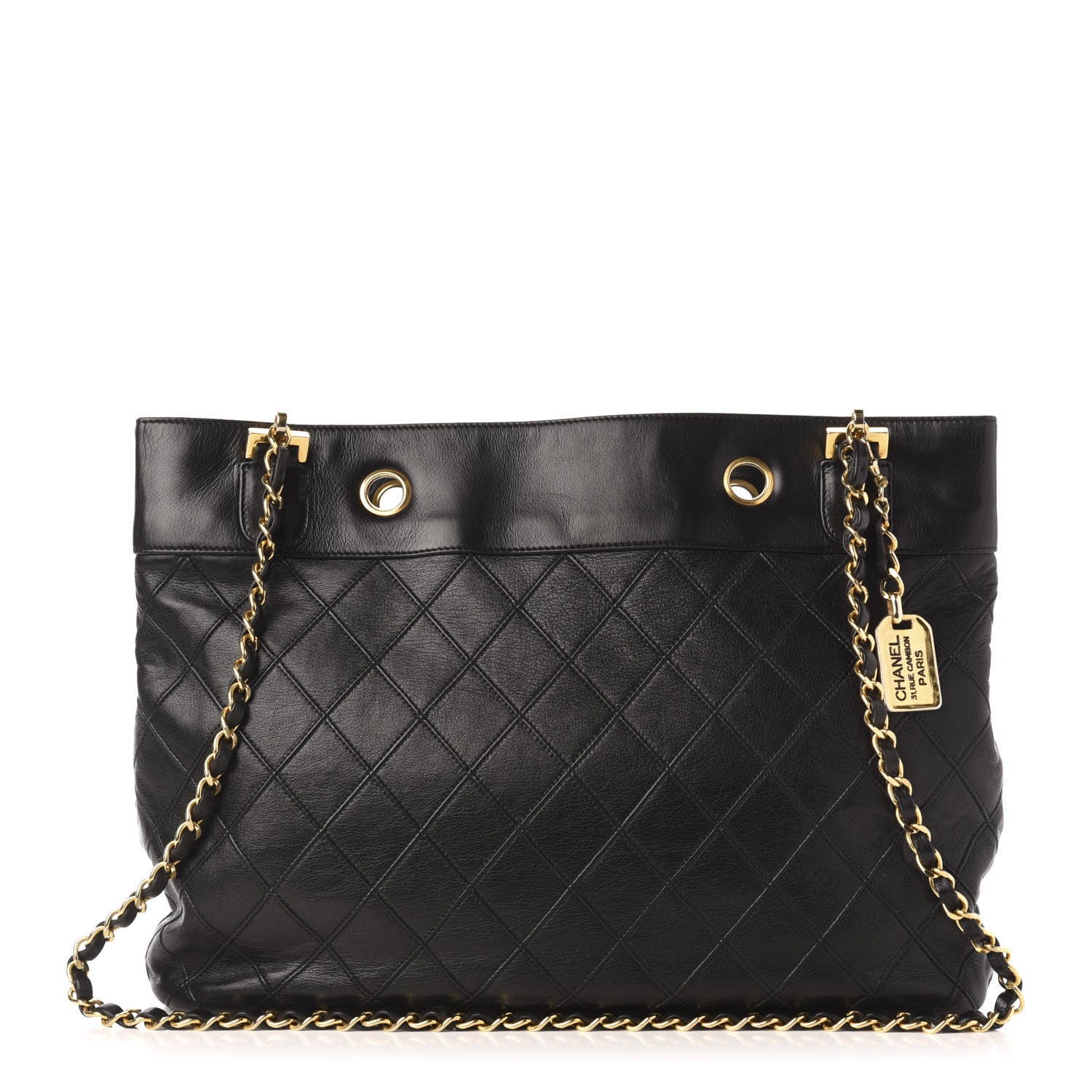 Chanel Lambskin Stitched Shopper Tote Black 1 of 13