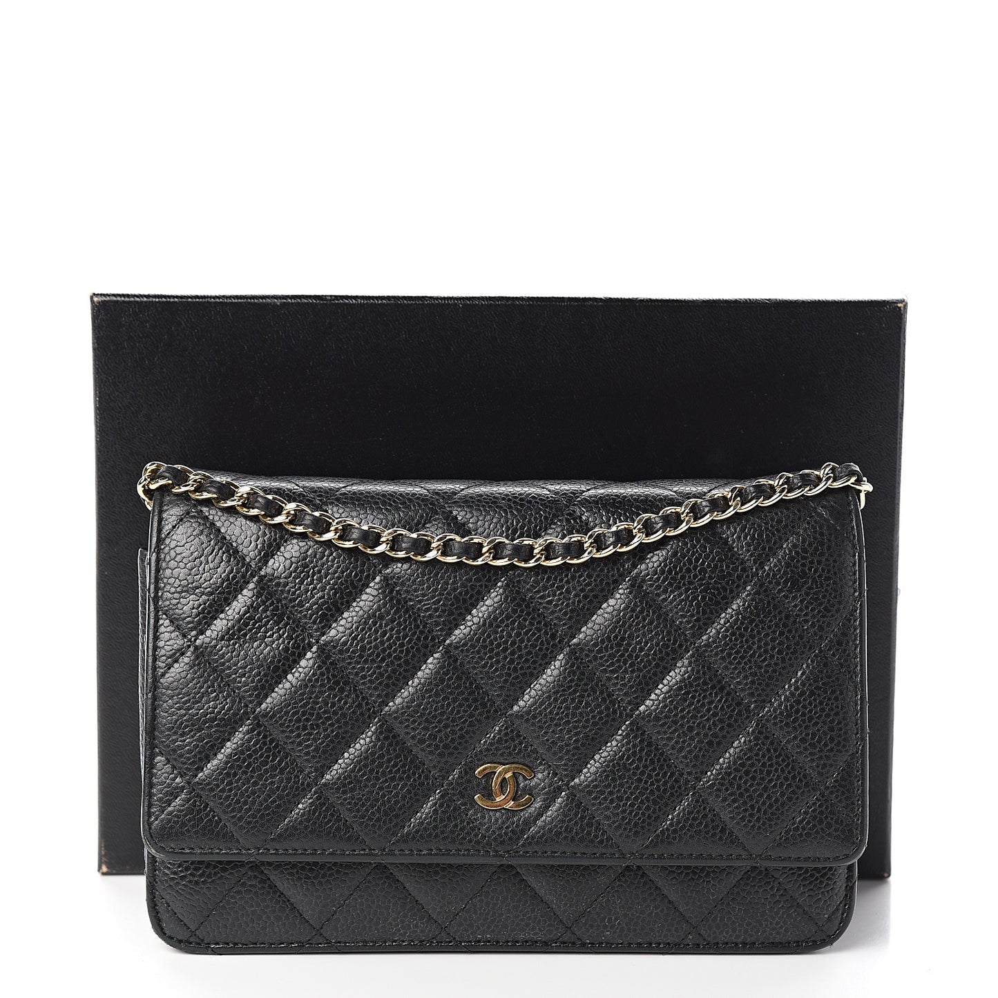 Caviar Quilted Wallet On Chain WOC Black