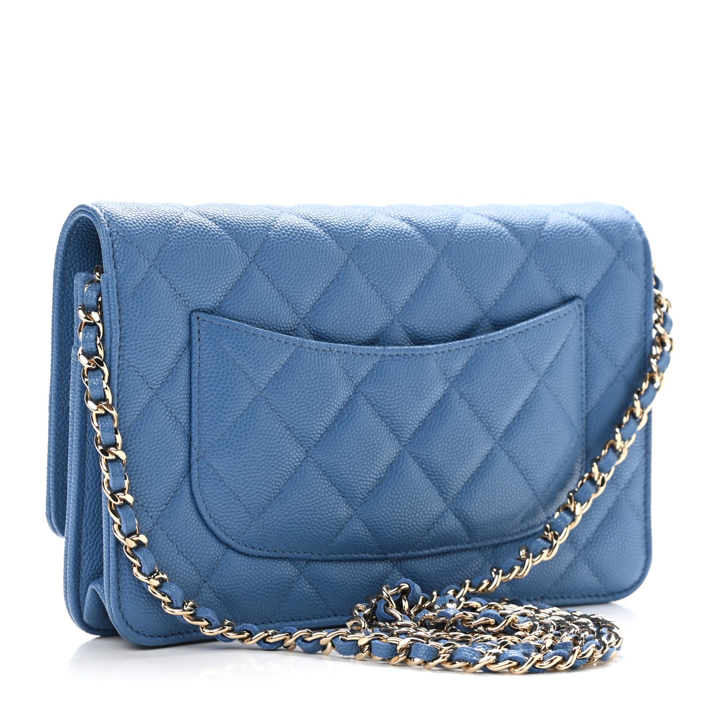Caviar Quilted Wallet On Chain WOC Blue