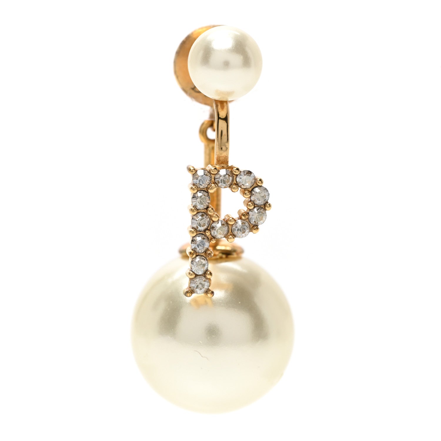 Christian Dior Crystal Pearl My ABCDior P Tribale Earring Gold 1 of 5