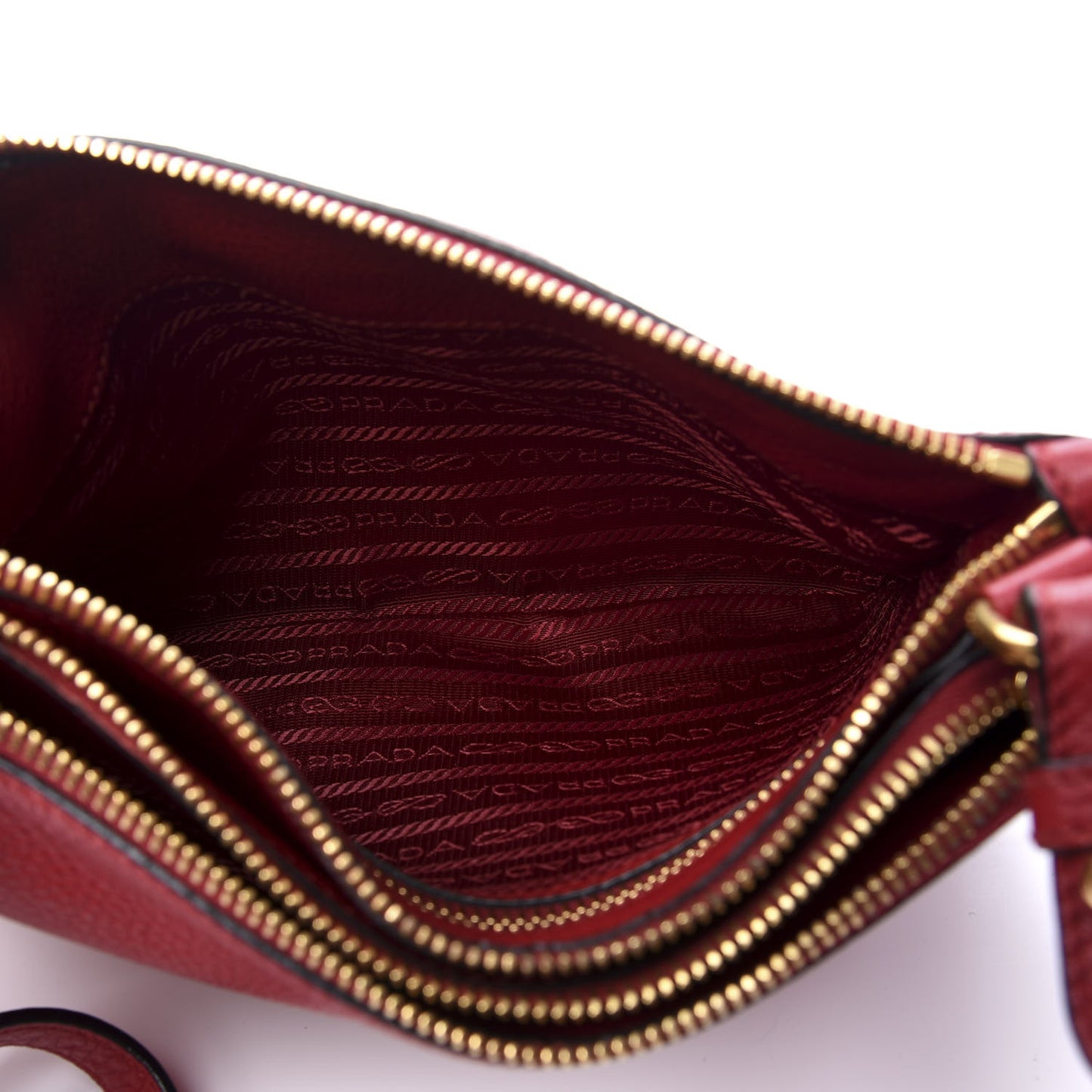 Vitello Daino Double Zip Crossbody Bag Rosso
