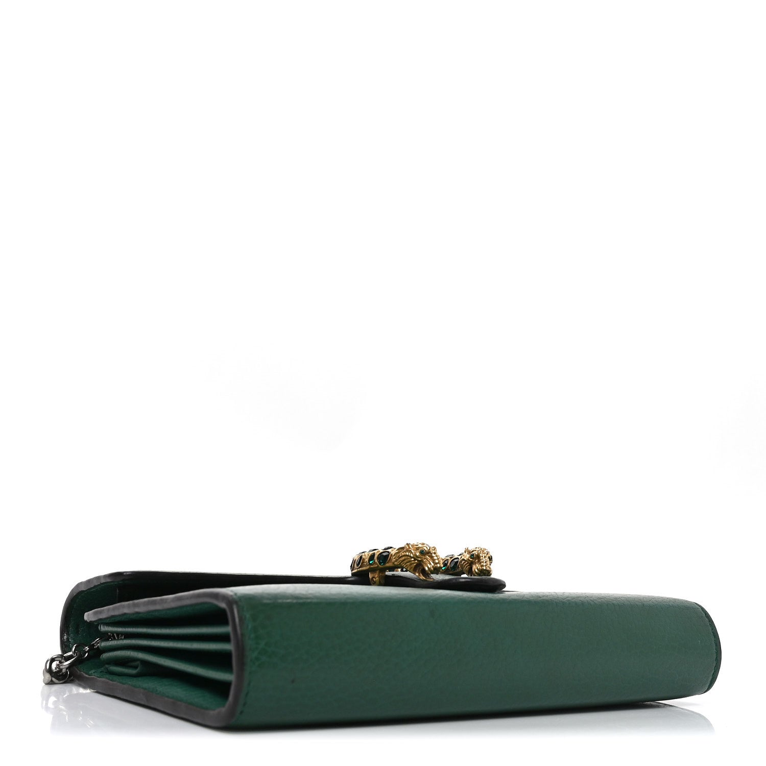 Gucci Calfskin Mini Dionysus Chain Wallet Emerald 4 of 10
